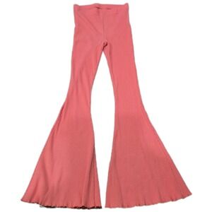 Aerie Ribbed Flare Leggings Coral Pink Bell Bottom Pants XS Regular‎